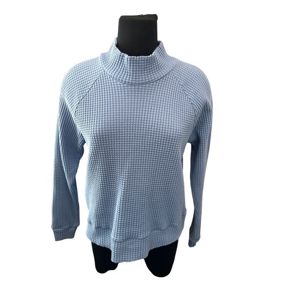 THE NORTH FACE | Blue Chabot Waffle Knit Pullover Cotton Mock Neck Top | Small - Picture 2 of 6